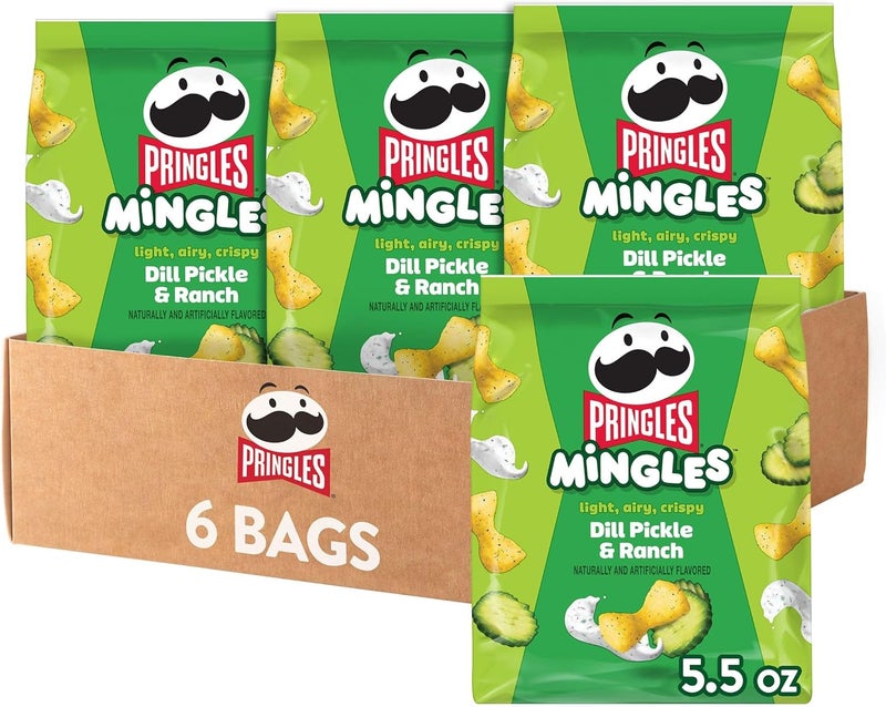 Pringles Mingles Puffed Snacks, Dill Pickle & Ranch, 6 Bags - Image 1